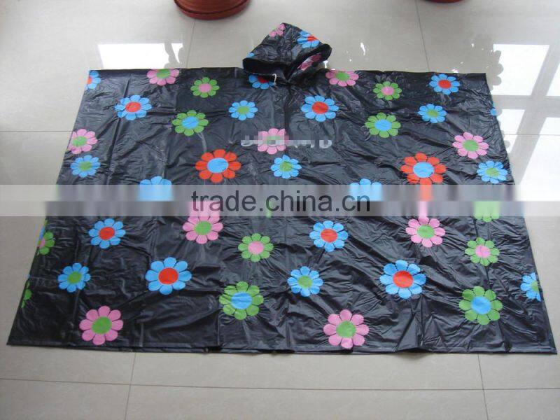Waterproof Adult Kids Plastic Reusable Printed PVC Rain Poncho