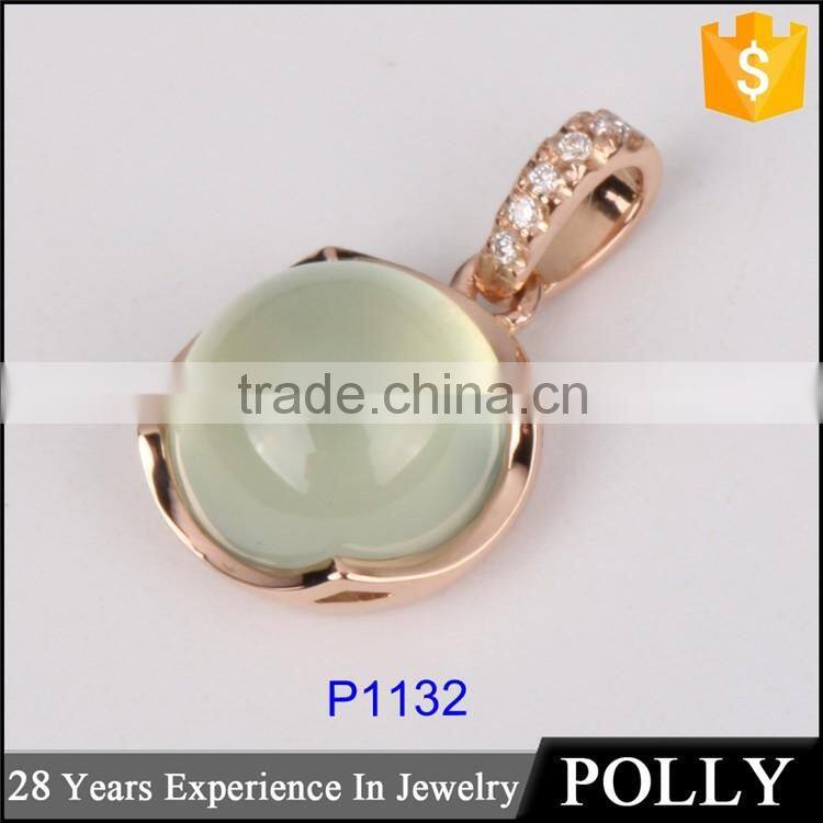 wholesale 9k rose gold pendant natural prehnite handmade green stone jewellery