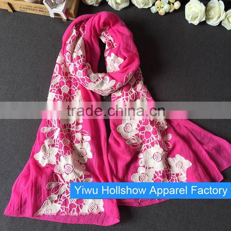 Newest Winter Autumn Flower Embroidery Cotton Korean Fashion Ladies Scarf
