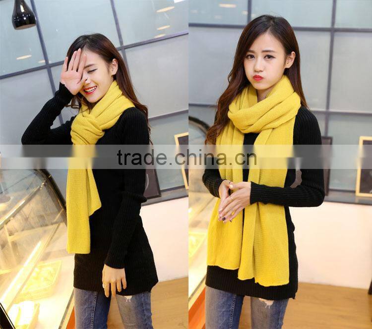 Wholesale Long Acrylic Knitted Plain Fashion Ladies Winter Scarf