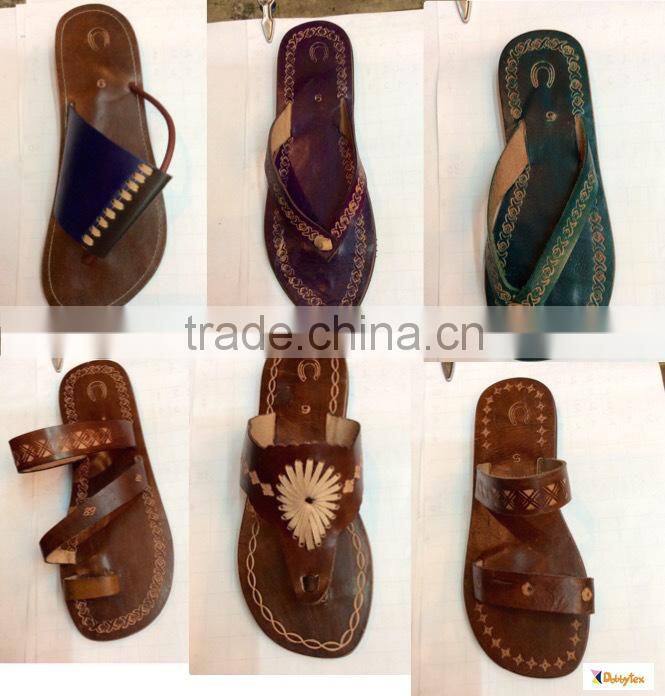 Dobbytex 1013 Green carved Handmade African Men Leather sandals Hmong/Mien/Miao/Summer