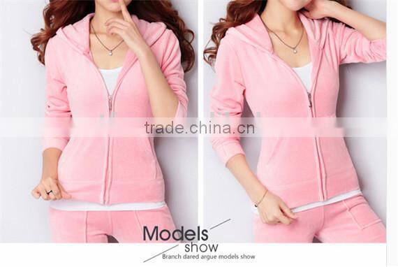2015 Hot Sale Fashion Women Spring Autumn Velvet Yoga Hoodie Sports Suit Leisure Sportswear Hoodie+Pants
