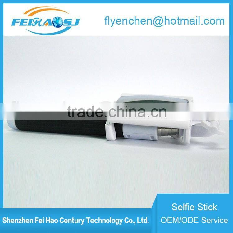 2016 Fashion fodable pocket cable monopod wired selfie stick with mirror
