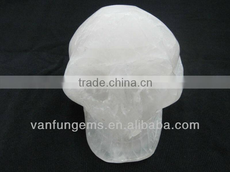 Different size Milkly Quartz gemstone skull