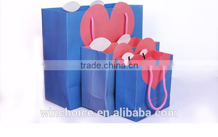 LOVE heart shape , Ivory board /art paper bag ,shopping promotion bag ,cotton rope handle
