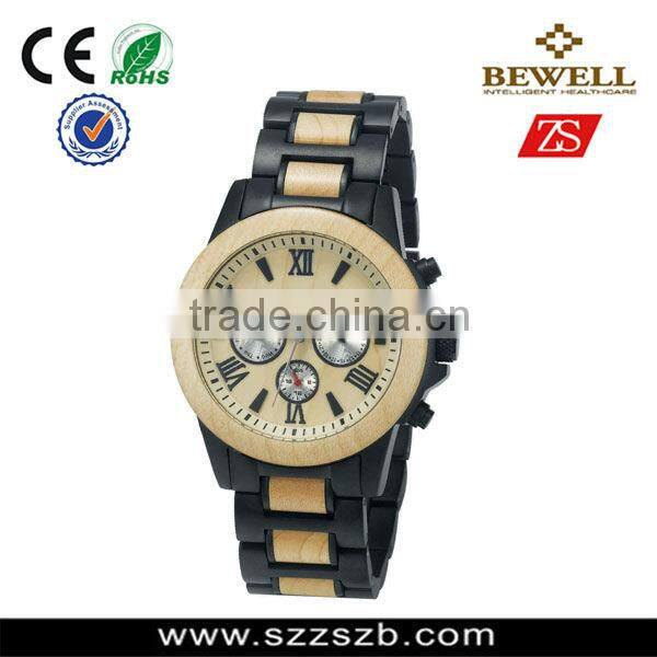Handmade 100% Natural Wood Watch Quartz Stainless Steel Back Watch