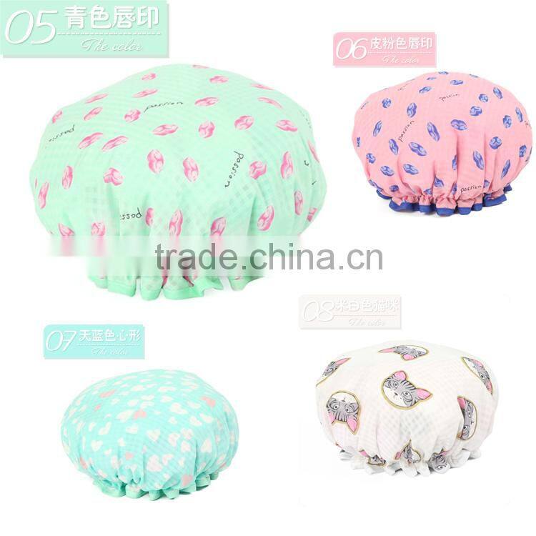 china alibaba custom women shower cap with white dot