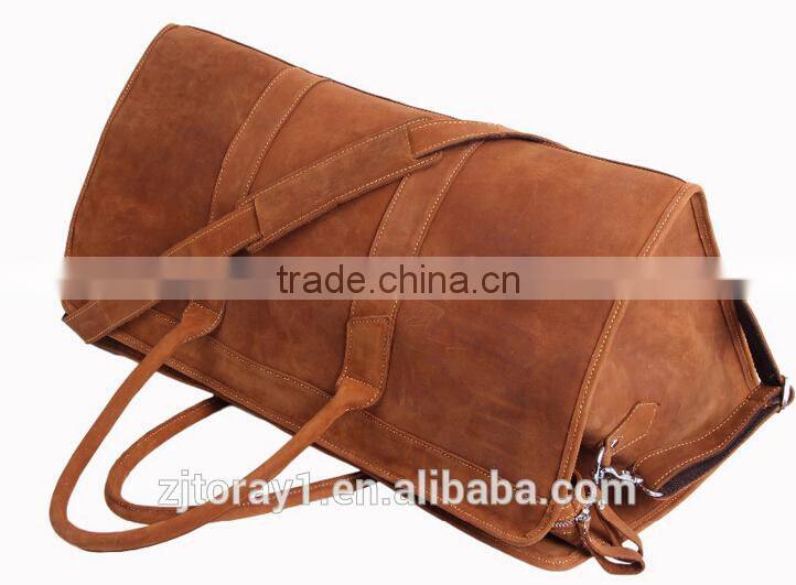 2015 Handmade Vintage Travel Bag Leather Men Duffle Handbag