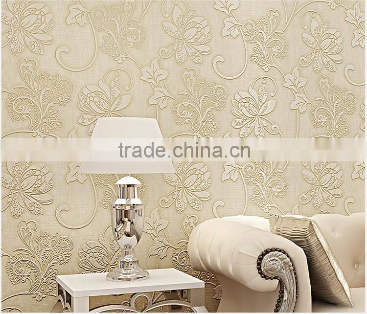 PVC waterproof deep embossed wallpaper for living room