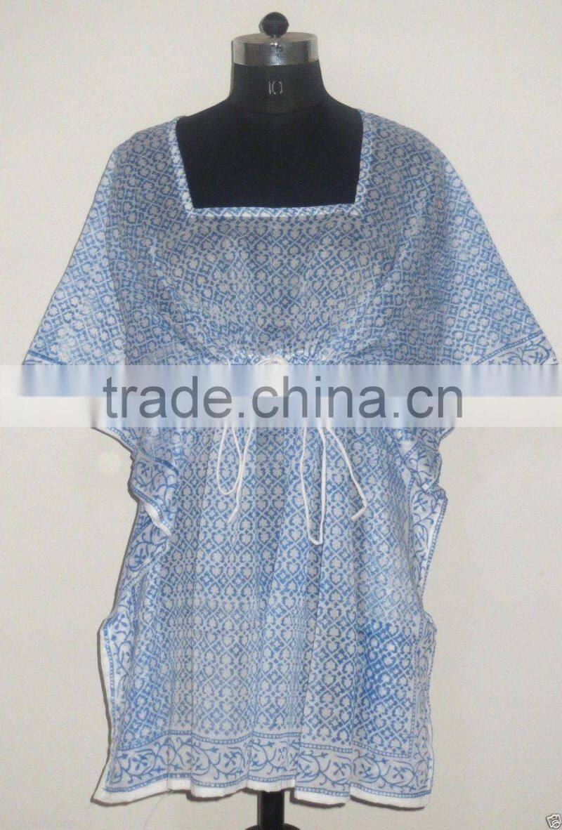 Sexy Women Fashionable Designer Kaftan Indian Handmade Cotton Block Printed Caftan Designer Top Poncho Kimono