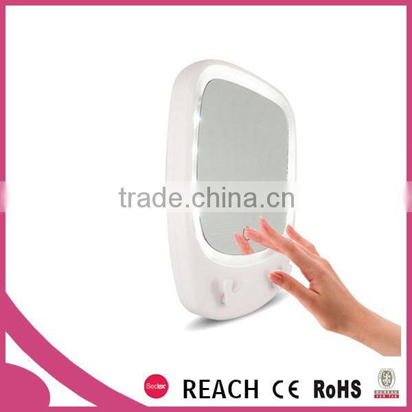 Suction cup magnifying shaving mirror with led lights