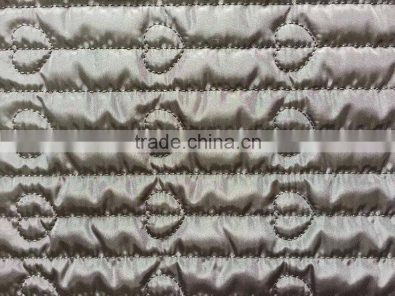 polyester stripe with fashion embroidered padded quilting fabric