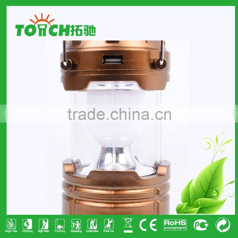 Golden Color Plastic Rechargeable Lantern Light Solar Energy Tent Camping Light for 3*AA Battery