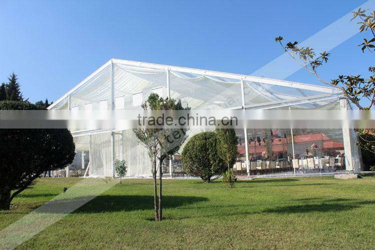 15m clear span party tent glass wall
