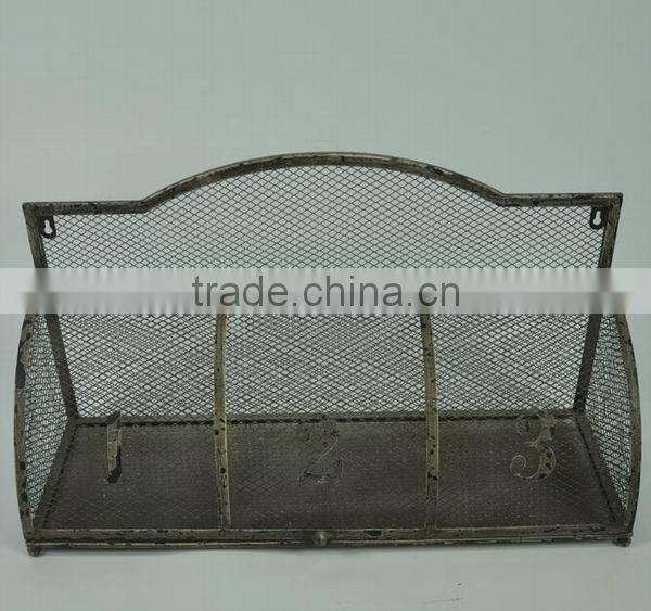 Vintage style decorative wall metal cage shelf