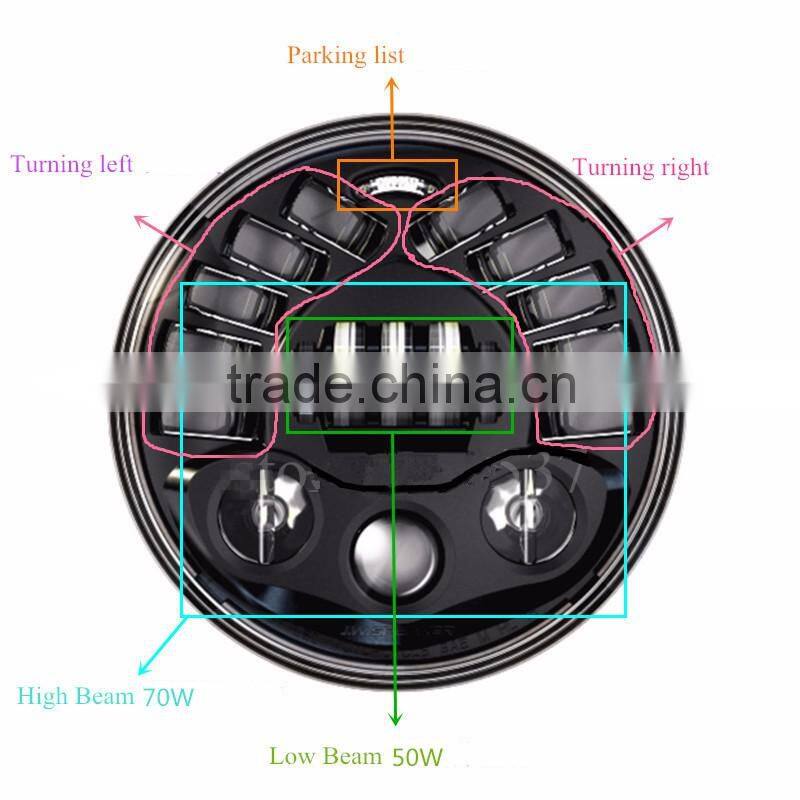 7" 8790 Smart Motorcycle Headlight lights 7inch Round Headlight with Amber Left and Right turning signal with parkinglight
