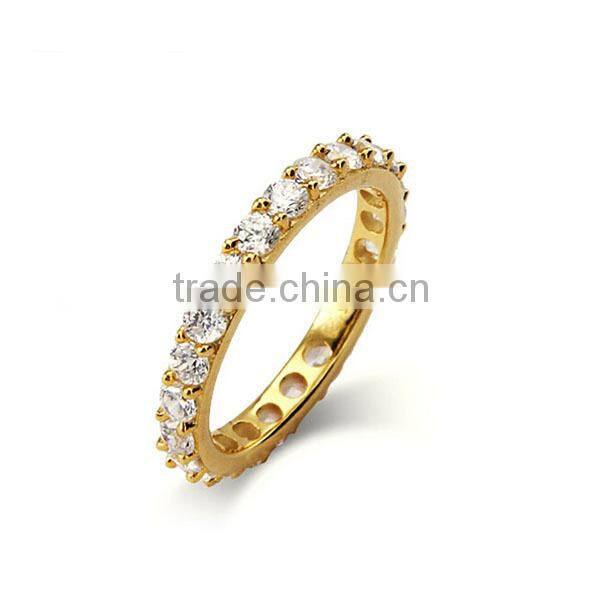 Shiny 925 sterling silver cut CZ gold vermeil eternity band Pave setting
