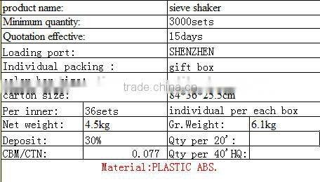 2015 Best prices/best plastic ABS manual flour sift