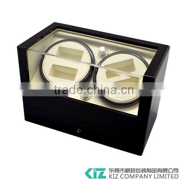 Deluxe Automatic Watch Winder with Two Heads for Four Watches with Storage Drawers