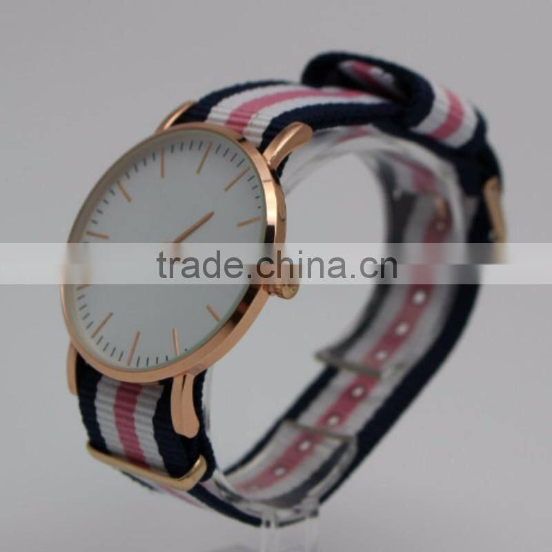 2016 Top Brand Fashion Stainless Steel Nylon Strap Sports Wristwatch Quartz Movement Watch