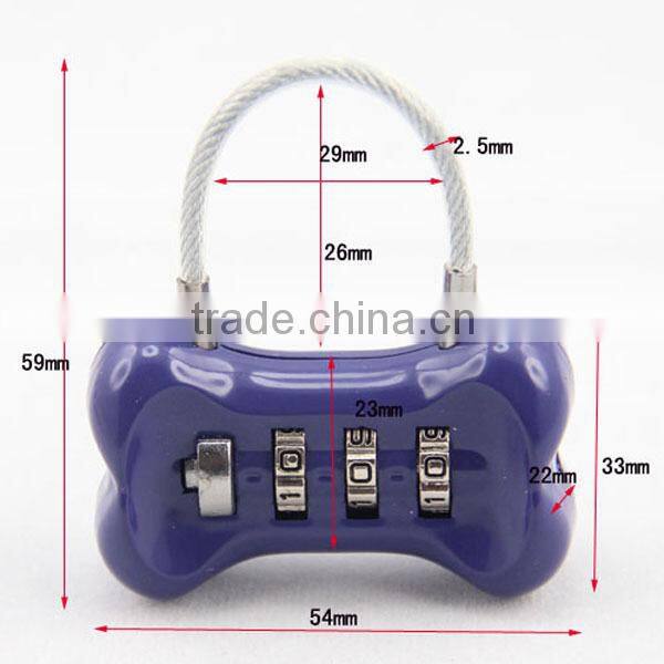 top security mini wire luggage lock code padlock in bone locks