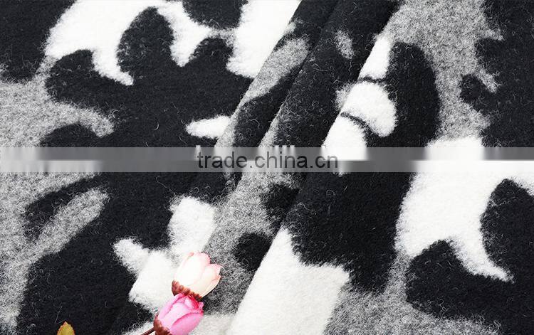 2016 Lady winter coats jacquard woollen heavy weight fabric coat garment fabric