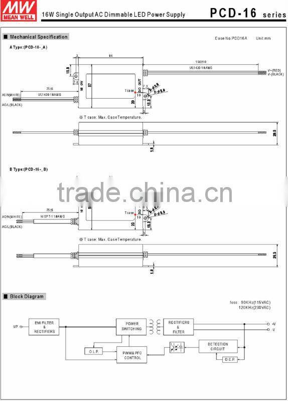 Meanwell PCD-16-1050 1050mAconstant current led driver