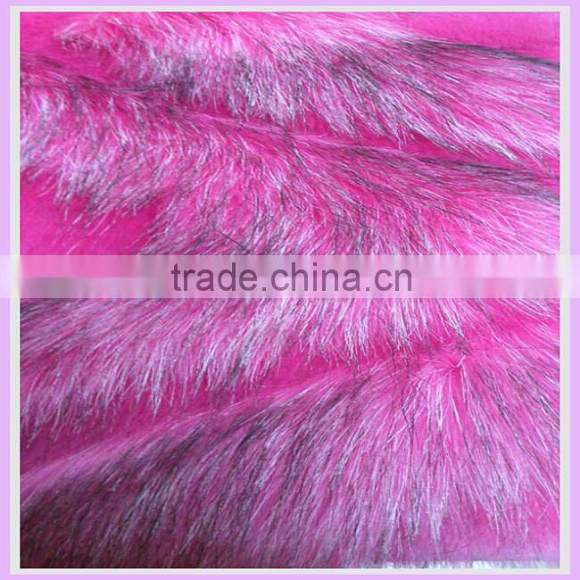 100% Acrylic 65mm heavy weight jacquard faux fur fabric tip printed fur fabric for fashion cloth china supplier