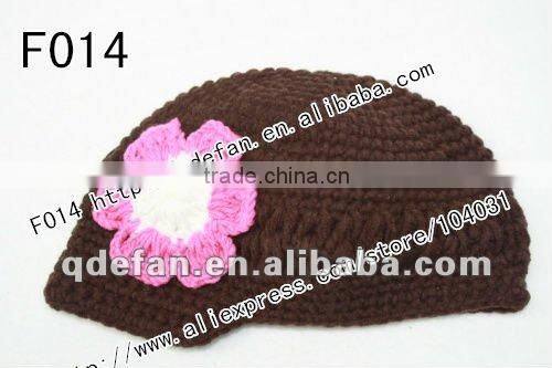 Wholesale 100% cotton crochet baby sun hat hand knitted girl hats knitting flower hats manufacture