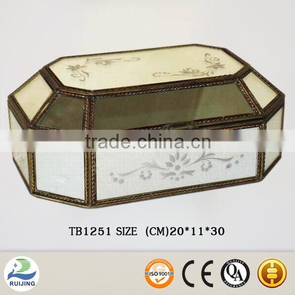Ruijing antique metal glass jewelry box for sale