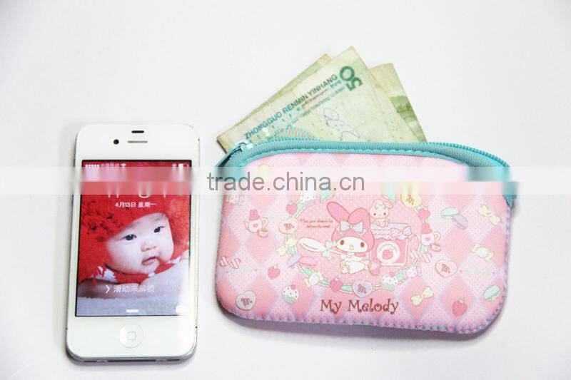 Fashional rectangle neoprene pocket coin purse/ woman small handbag