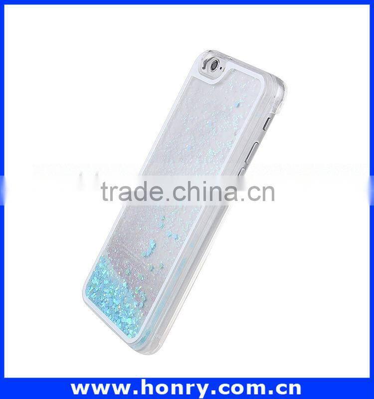 Mobile accessories popular hard pc flowing glitter liquid case moving glitter case for iphone 6 china wholesale