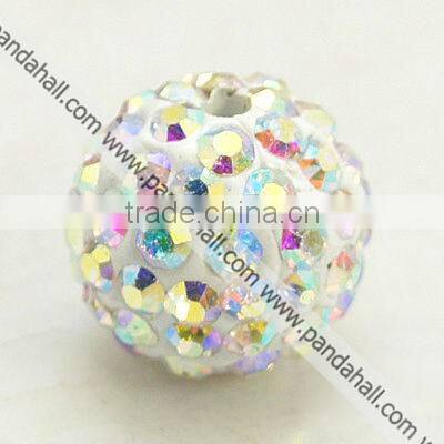 Polymer Clay Rhinestone Beads, Grade A, Round, Crystal AB(RB-C1438-10mm-A28)