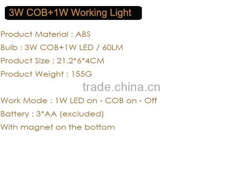 FDA Approval Light for Emergency and Work 1W LED + 3W COB Working Light