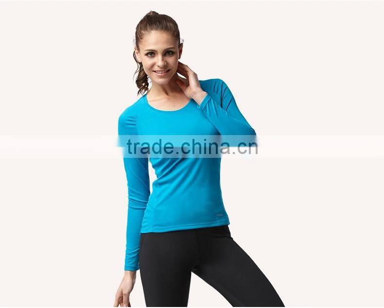 wholesale women function fabric long sleeve running shirts/quick dry running wear