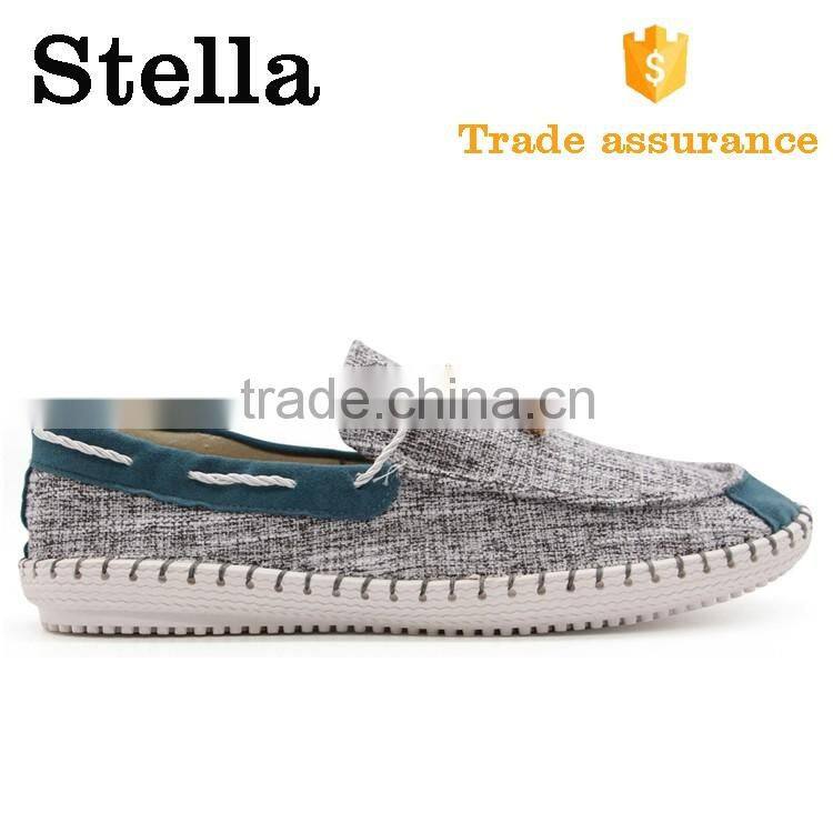 comfortable rubber sole threading strappy men canvas loafer shoes