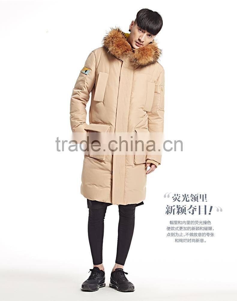 wholesale mens black yellow winter goose down jacket