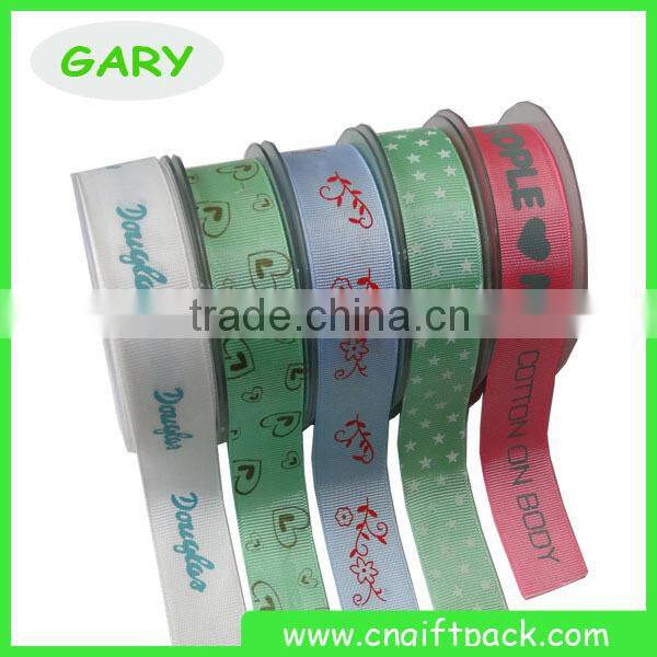 5/8" Heart and Leaves Custom Printed Grosgrain Ribbon