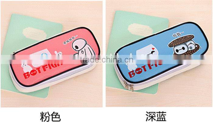 Large canvas wholesale pencil case for kids Baymax pen bag