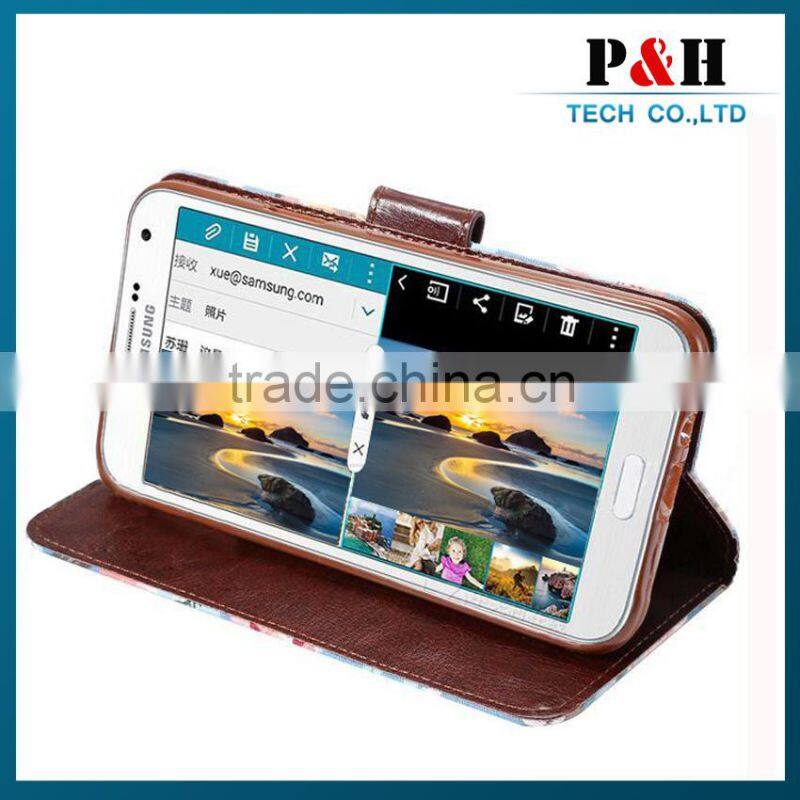 High Quality Pretty Printed Wallet Leather Stand Case for Samsung Galaxy E7