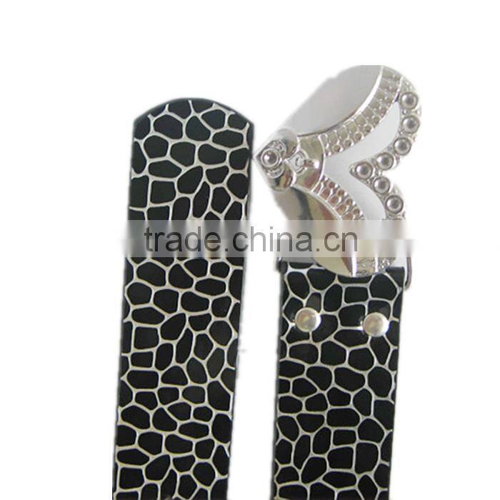 Woman Fashion White Spots PU Belt With Heart Shape Buckle
