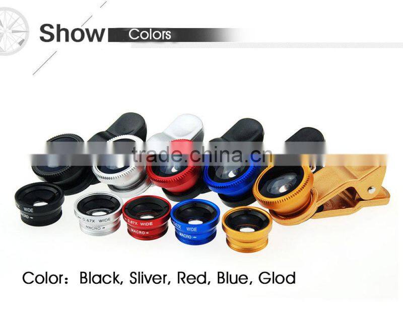 3 in1 Smartphone Lens Kit Cellphone Lens Macro Wide Angel Fisheye Lens for samsung galaxy s6 iphone 6