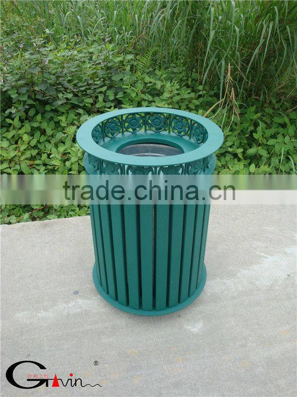 Powder coated classic metal outdoor garbage bin,outside garbage bin/dustbin with cover