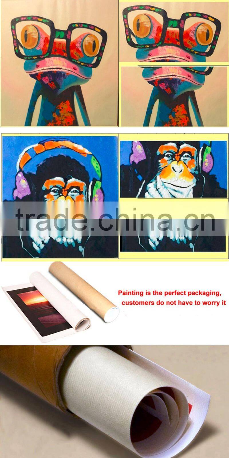 Canvas elk oil painting for living room wall decorative/elk cartoon oil paintings