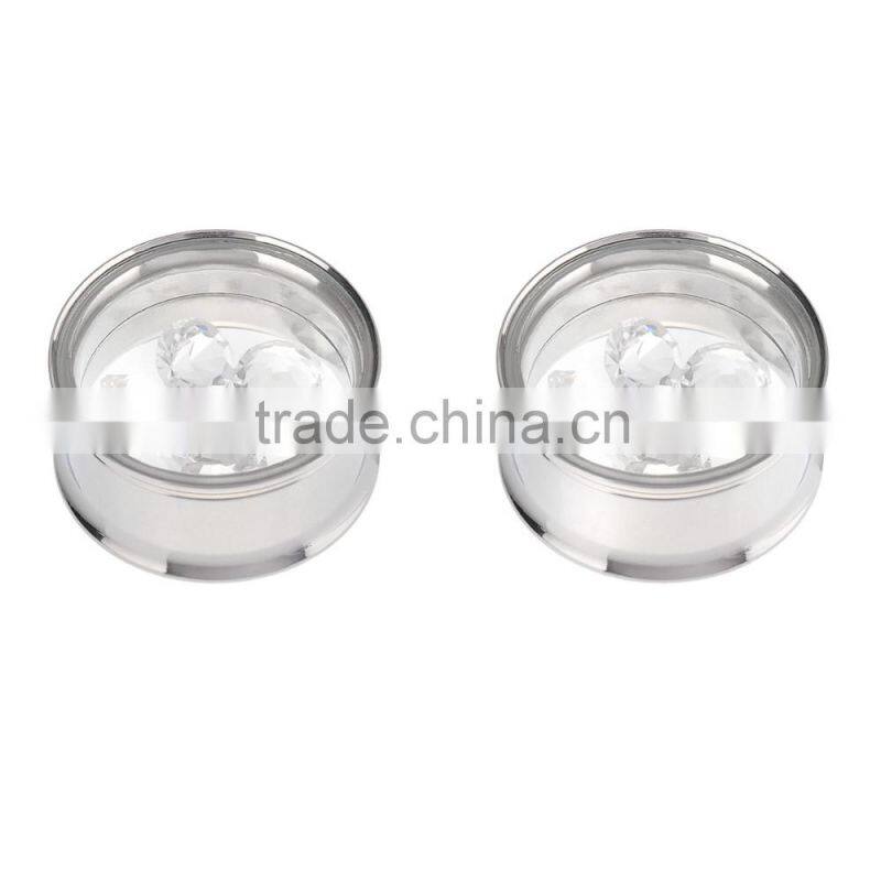 Ipink 6 Pairs Stainless Steel Movable Round Crystal Screw Ear Plugs Flesh Tunnels Stretcher Kit Gauges in Viaous Gauges Size