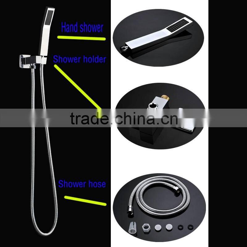 Luxury modern embedded ceiling bathroom accessories LED rain shower set thermostatic mixer bathroom showers LED water faucet