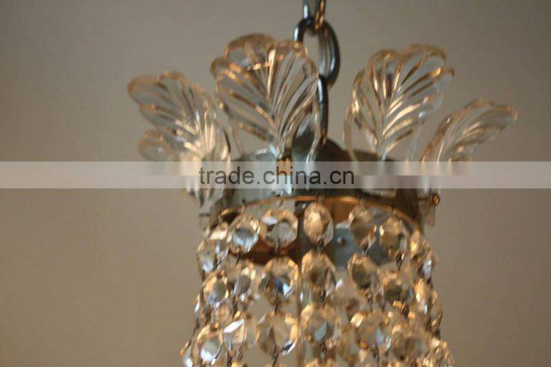 530-5 Mid-Century Crystal Chandelier