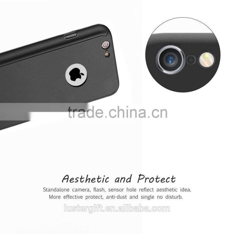 360 degree whole protective phone case with tempered glass screen protector for iPhone