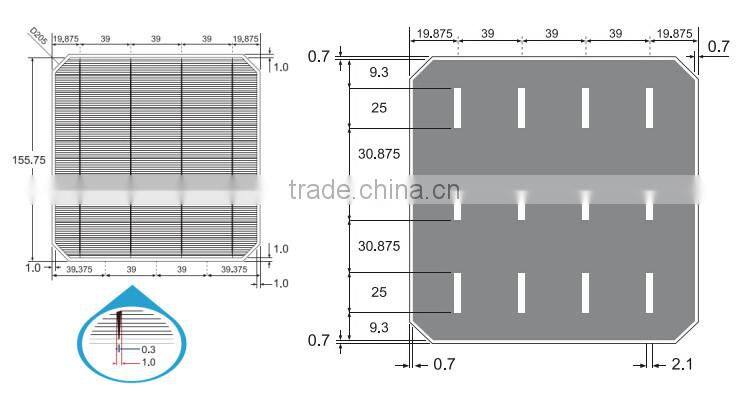 6'' mono solar cell, 19.80% Efficiency 4.72w NSP mono solar cell