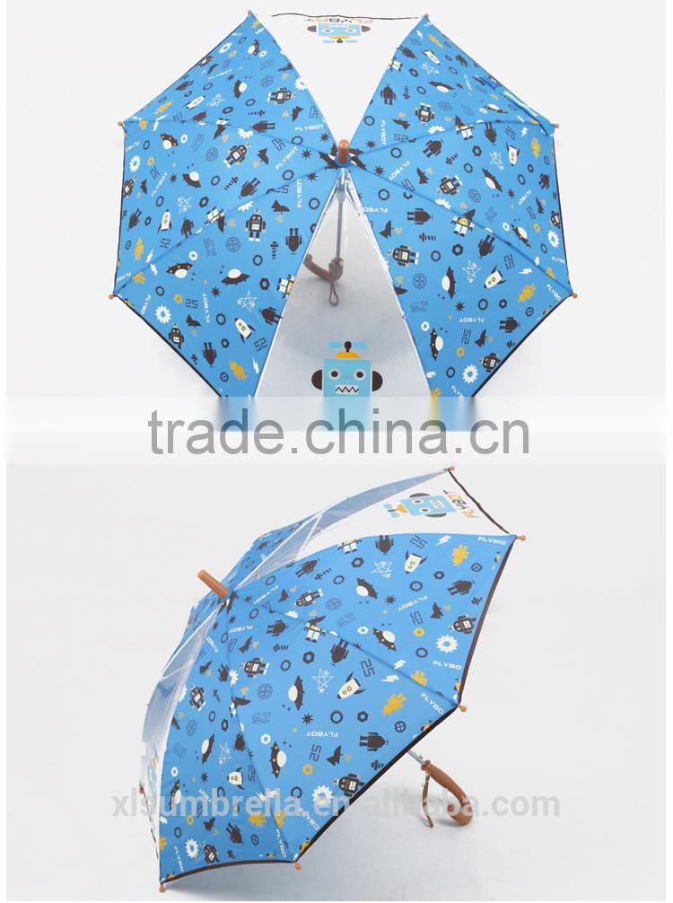 2 clear panels cartoon fabric and POE children umbrella